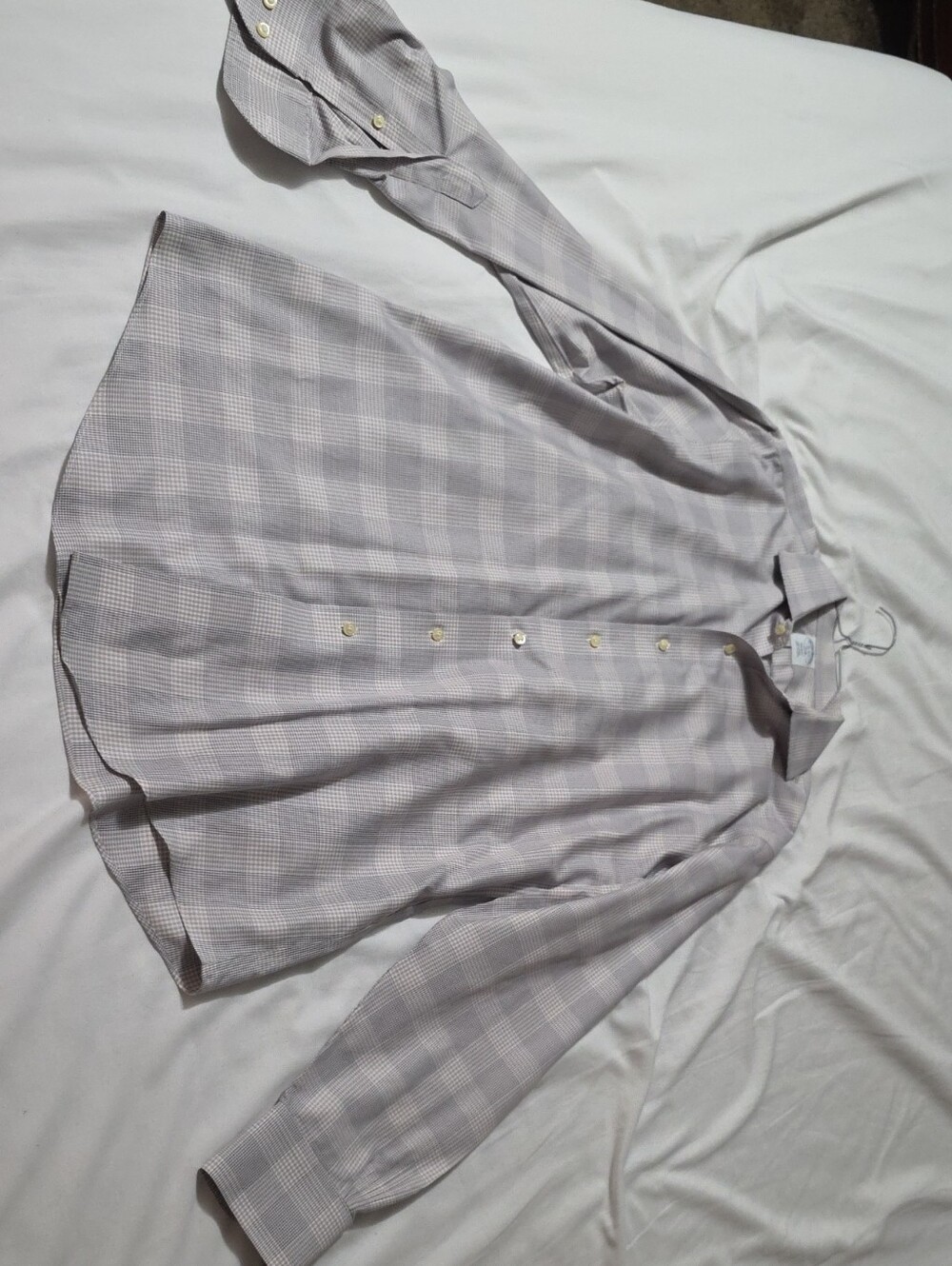 Brooks Brothers Light Gray Plaid Dress Shirt